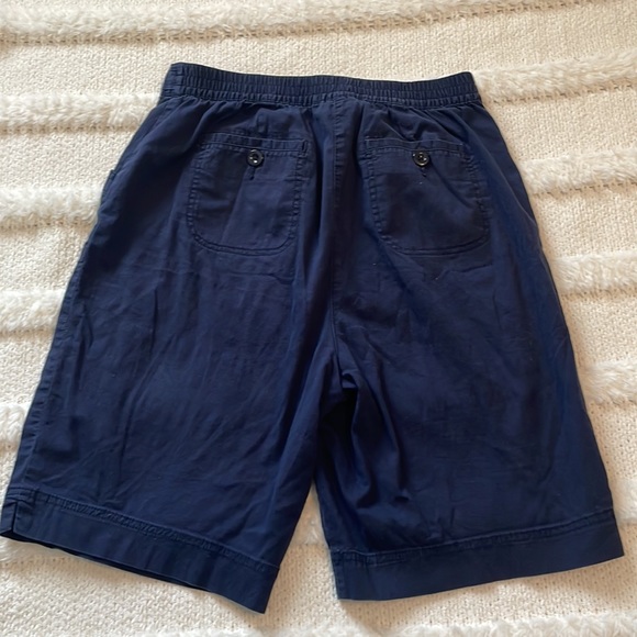 Karen Scott Bermuda shorts navy blue pockets back elastic waist cotton size 10 - Picture 7 of 10